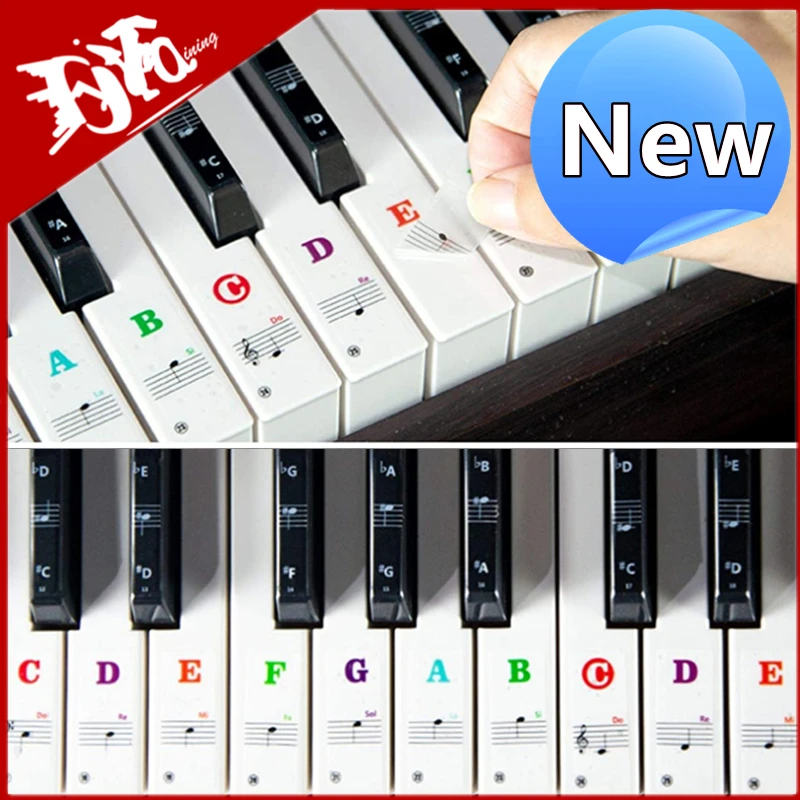 Piano /keyboard note and staff position removable learning stickers view CAPETOWN UP*_3